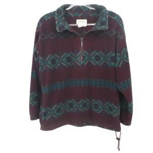 Vintage Eddie Bauer Pullover Mens Medium Fleece Polartec Aztec‎ Print USA 90s